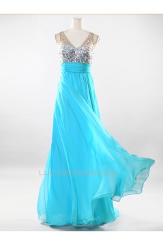 A-Line Beaded Long Chiffon Prom Evening Formal Dresses ED011190