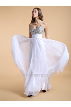 A-Line Beaded Long Pink Chiffon Prom Evening Formal Dresses ED011191