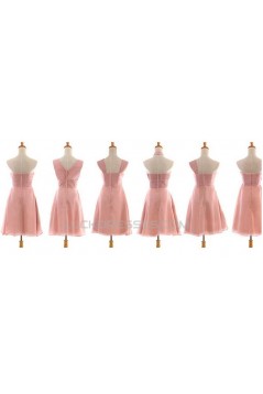 A-Line Short Pink Chiffon Prom Evening Formal Bridesmaid Dresses ED011202