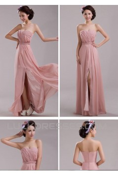 A-Line Long Pink Chiffon Prom Evening Formal Dresses ED011208