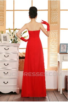 A-Line Strapless Beaded Long Chiffon Prom Evening Formal Dresses ED011218