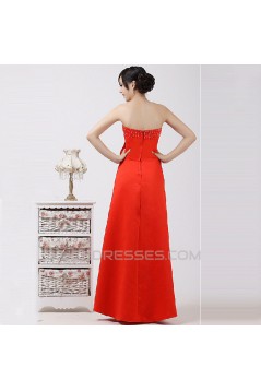 A-Line Strapless Beaded Red Prom Evening Formal Dresses ED011221