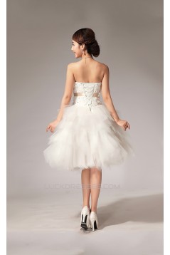 Strapless Short White Beaded Prom Evening Formal Dresses ED011225