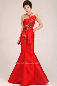 Trumpet/Mermaid Long Red Prom Evening Formal Dresses ED011243