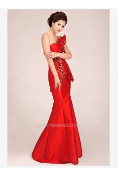 Trumpet/Mermaid Long Red Prom Evening Formal Dresses ED011243