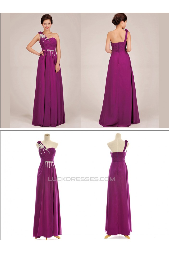 A Line One Shoulder Beaded Long Purple Chiffon Prom Evening Formal Dresses Ed011246 9476