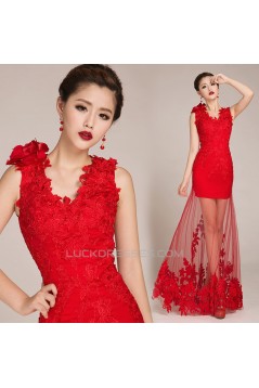 Long Red Prom Evening Formal Dresses ED011255