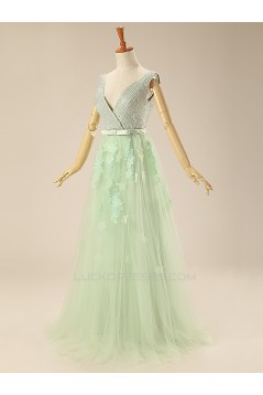 A-Line Beaded V-Neck Prom Evening Formal Dresses ED011273
