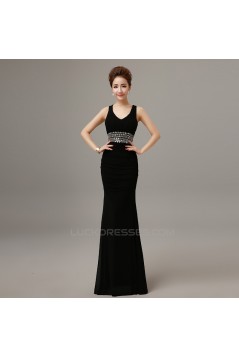 Trumpet/Mermaid Beaded Long Prom Evening Formal Dresses ED011295