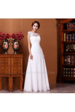 A-Line Beaded Long White Prom Evening Formal Dresses ED011306