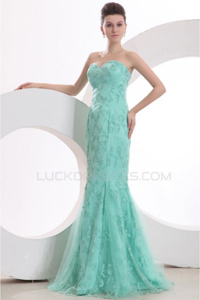 Trumpet/Mermaid Long Blue Prom Evening Formal Party Dresses ED010132