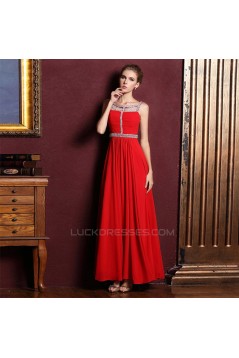 A-Line Beaded Long Chiffon Prom Evening Formal Dresses ED011329