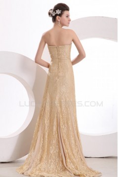 Trumpet/Mermaid Strapless Long Gold Lace Prom Evening Formal Party Dresses ED010133