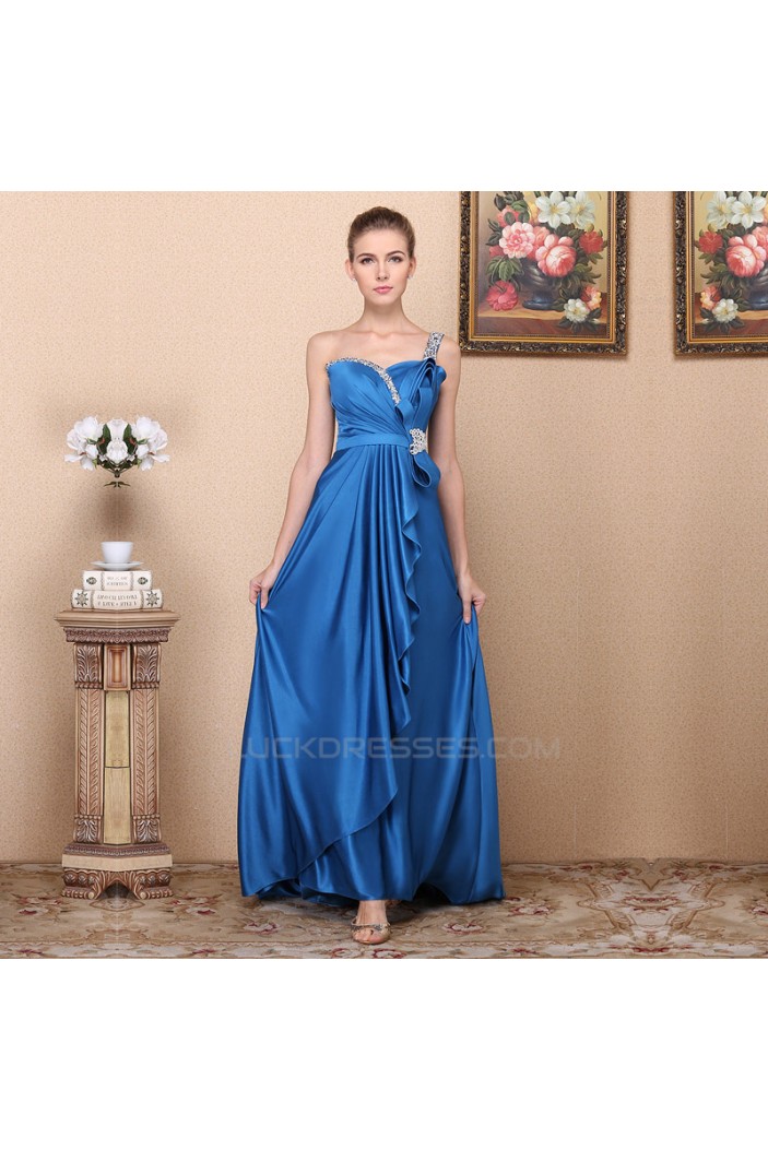 A-Line One-Shoulder Beaded Long Prom Evening Formal Dresses ED011330