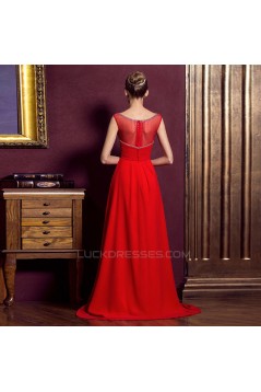 Empire Beaded Long Red Chiffon Prom Evening Maternity Evening Dresses ED011331