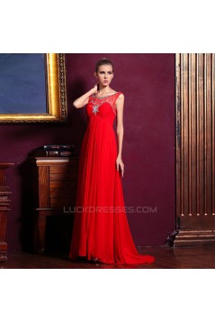 Empire Beaded Long Red Chiffon Prom Evening Maternity Evening Dresses ED011331