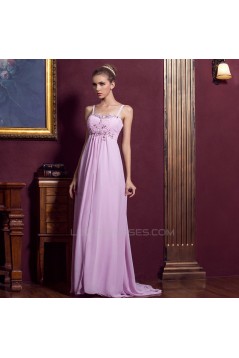 Empire Spaghetti Strap Beaded Long Chiffon Prom Evening Formal Dresses ED011333