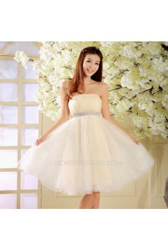 A-Line Strapless Beaded Short Prom Evening Formal Dresses ED011344