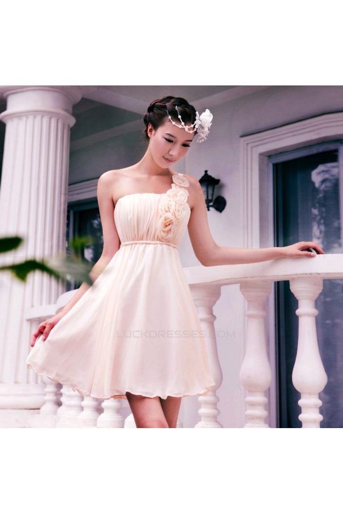 A-Line One-Shoulder Short Chiffon Prom Evening Formal Dresses ED011347