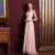 A-Line V-Neck Beaded Long Pink Chiffon Prom Evening Formal Dresses ED011357