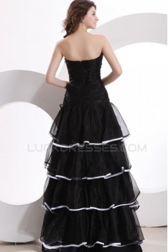 A-Line Strapless Long Black Prom Evening Formal Party Dresses ED010136