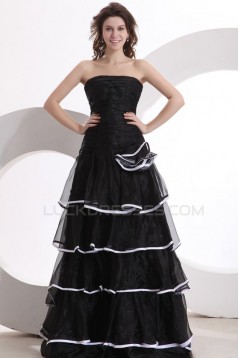 A-Line Strapless Long Black Prom Evening Formal Party Dresses ED010136