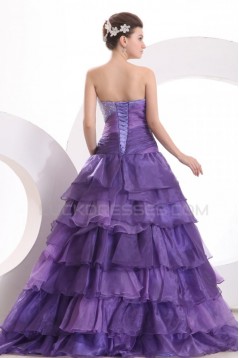 Ball Gown Sweetheart Beaded Long Purple Prom Evening Formal Party Dresses ED010138