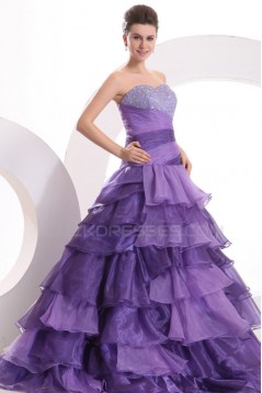 Ball Gown Sweetheart Beaded Long Purple Prom Evening Formal Party Dresses ED010138