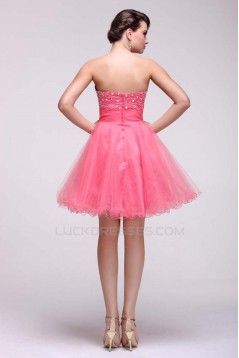 A-Line Strapless Beaded Short Prom Evening Formal Dresses ED011386