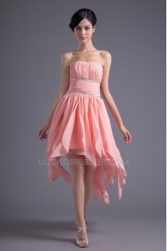 High Low Strapless Short Beaded Prom Evening Bridesmaid Dresses ED011388