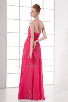 High Low One-Shoulder Beaded Chiffon Prom Evening Formal Dresses ED011391