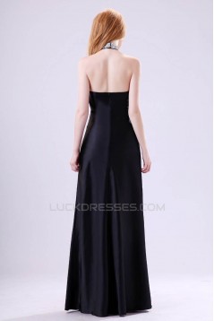 A-Line Halter Beaded Long Black Chiffon Prom Evening Formal Dresses ED011393