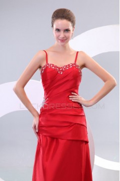 Long Red Spaghetti Strap Prom Evening Formal Party Dresses ED010140