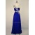A-Line One-Shoulder Beaded Long Blue Chiffon Prom Evening Formal Dresses ED011402