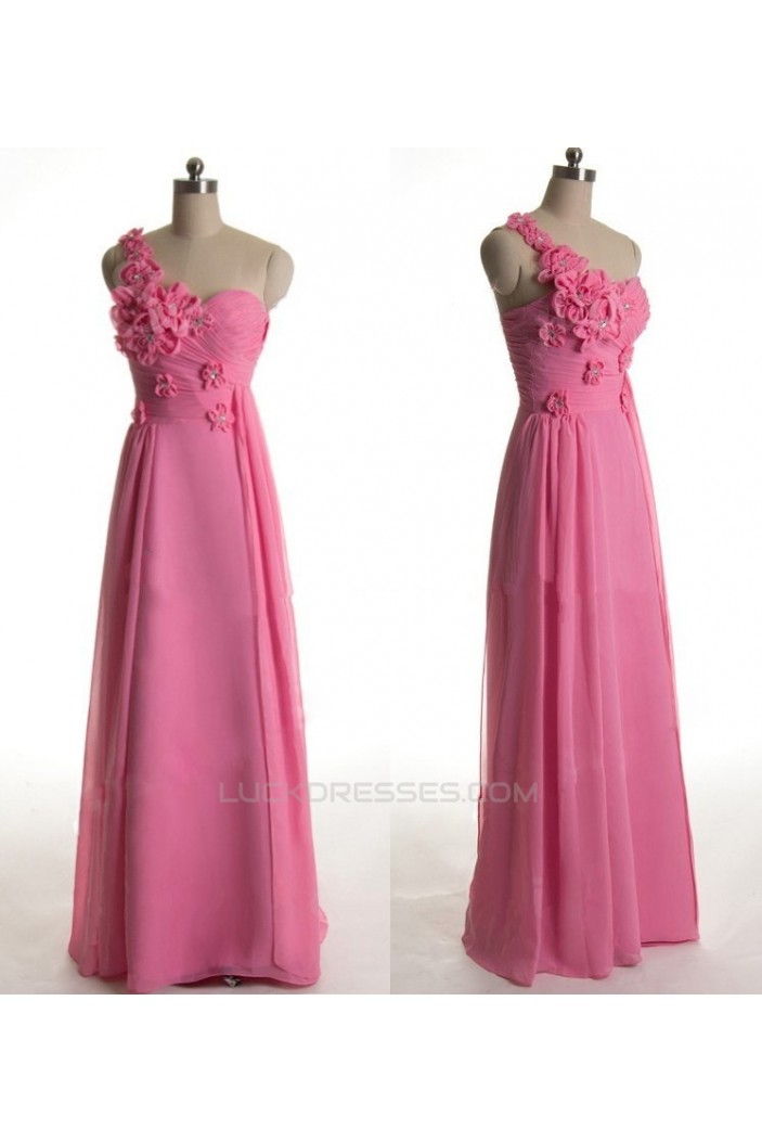 A-Line One-Shoulder Long Chiffon Prom Evening Formal Dresses ED011424