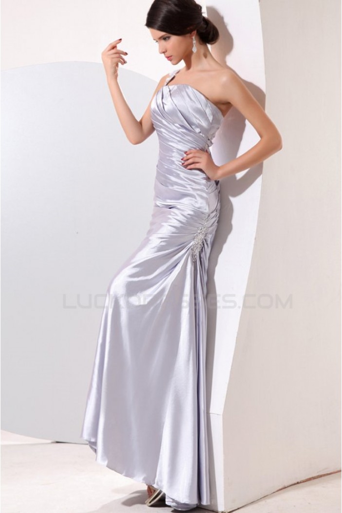 One-Shoulder Long Silver Prom Evening Formal Party Dresses ED010143