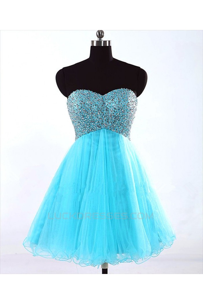 A-Line Sweetheart Short/Mini Beaded Tulle Prom Evening Cocktail Dresses ED011443