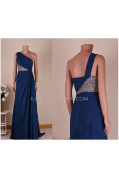 A-Line One-Shoulder Sequins Long Chiffon Prom Evening Formal Dresses ED011450