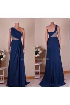 A-Line One-Shoulder Sequins Long Chiffon Prom Evening Formal Dresses ED011450