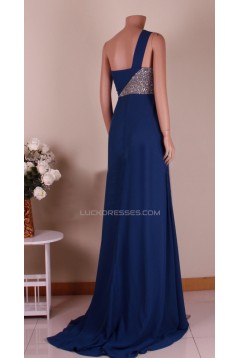 A-Line One-Shoulder Sequins Long Chiffon Prom Evening Formal Dresses ED011450