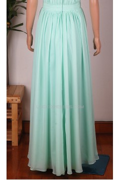 A-Line Beaded Long Blue Chiffon Prom Evening Formal Dresses ED011454