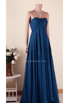 Empire Strapless Long Blue Chiffon Prom Evening Maternity Evening Dresses ED011461