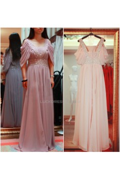 A-Line Beaded Long Chiffon Prom Evening Formal Dresses ED011465