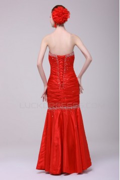 Trumpet/Mermaid Sweetheart Long Red Beaded Prom Evening Formal Party Dresses ED010147
