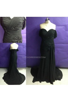 Long Black Beaded Chiffon Prom Evening Formal Dresses ED011503