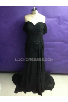 Long Black Beaded Chiffon Prom Evening Formal Dresses ED011503