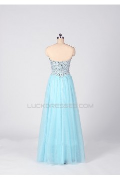 A-Line Sweetheart Beaded Tulle Long Prom Evening Formal Dresses ED011536