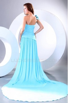 Long Blue One-Shoulder Prom Evening Formal Party Dresses ED010154