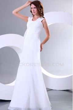 Long White Chiffon Prom Evening Formal Party Dresses ED010155