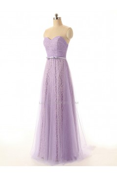 A-Line Sweetheart Long Lace and Tulle Prom Evening Formal Dresses ED011555